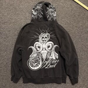 Vintage SUNFLOWER DEAD Graphic Hoodie Skull Metalcore Rock Band Deathcore Metal